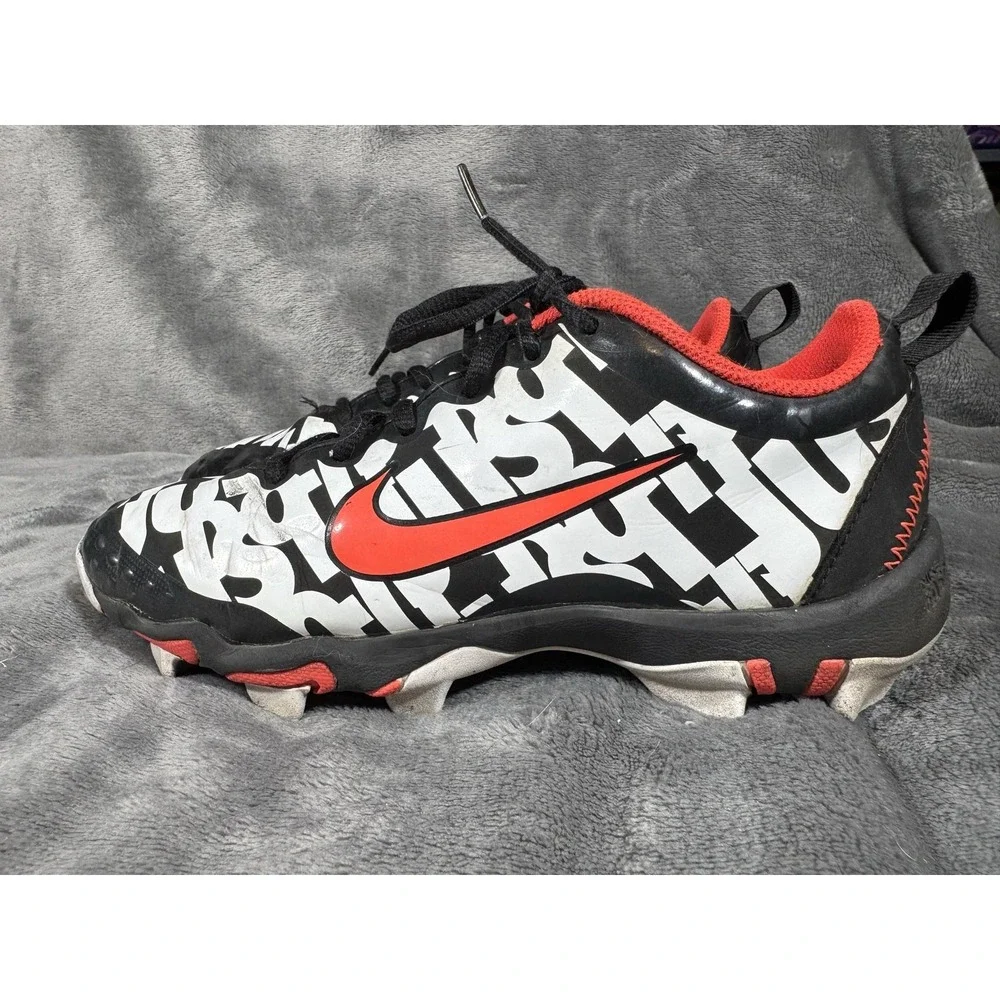 Nike Football Cleats Boys 3Y Youth Size 3 Black White Red Just Do It Fastflex